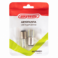 Автолампа диод S25 (P21/5W) 12V 48 SMD диода BAY15d 2-конт Белая SKYWAY Противотуман.,стопы комп 2шт